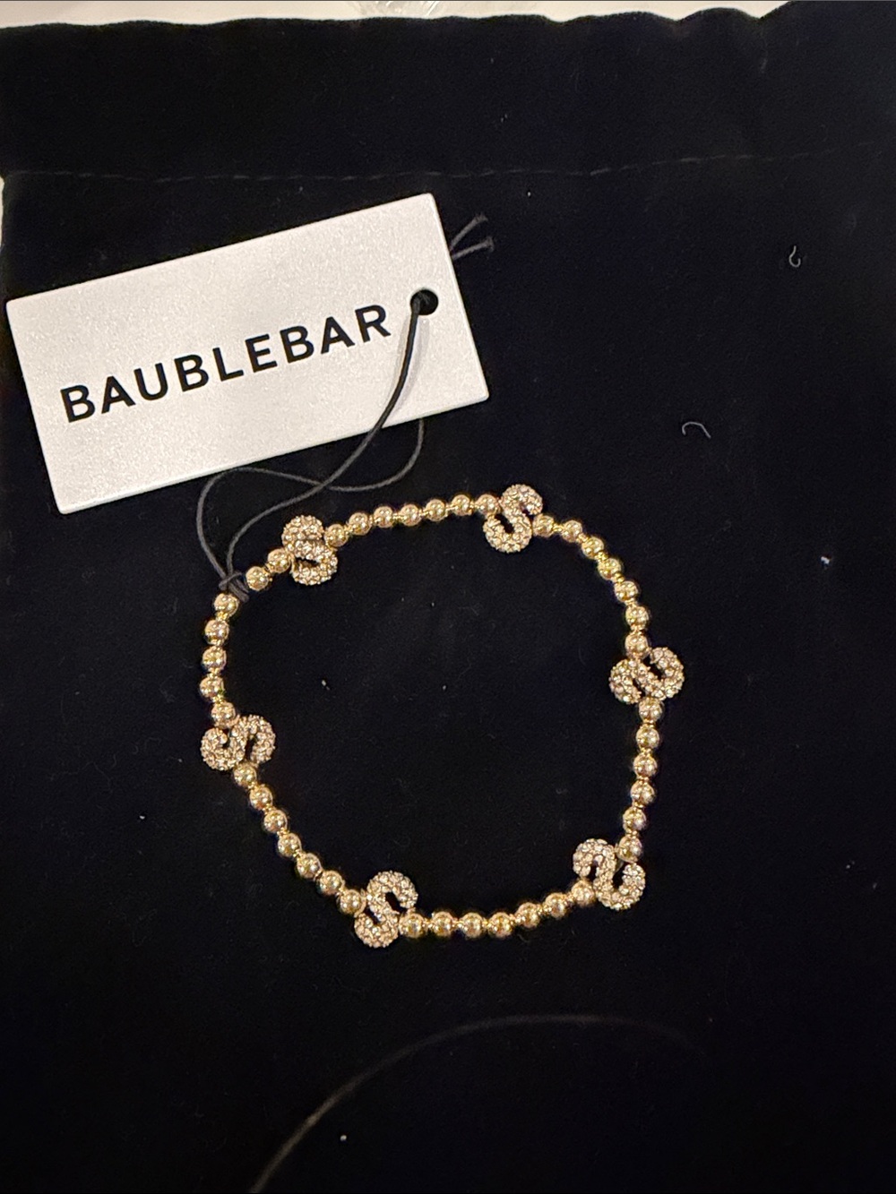 BaubleBar Gold Crystal Cross Bead Bracelet